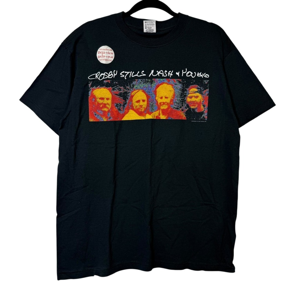 Vintage Crosby Stills Nash Young Band Tour 2000 T-Shirt Sz L Anvil